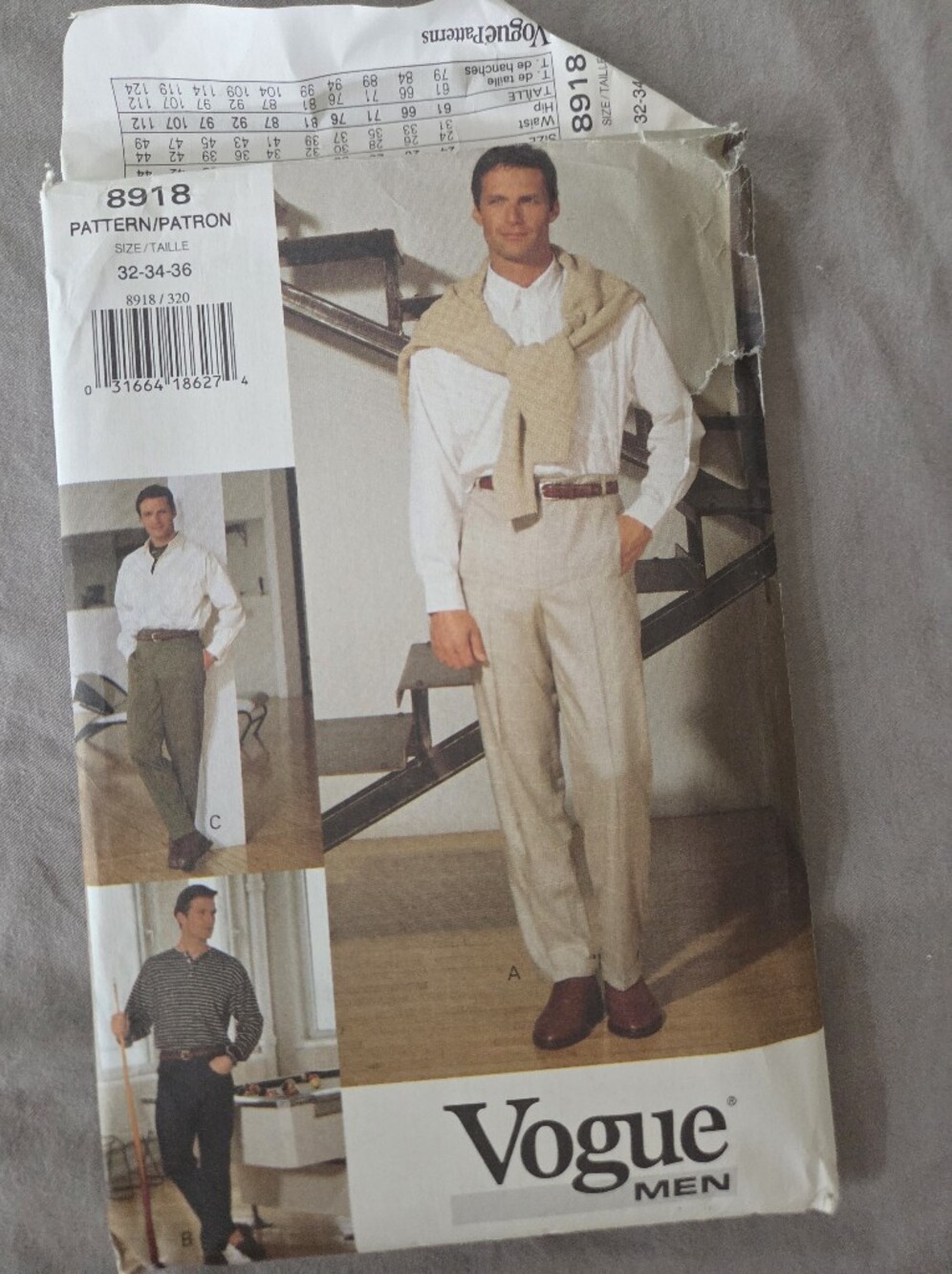 Vogue Men 8918 Sewing Pattern